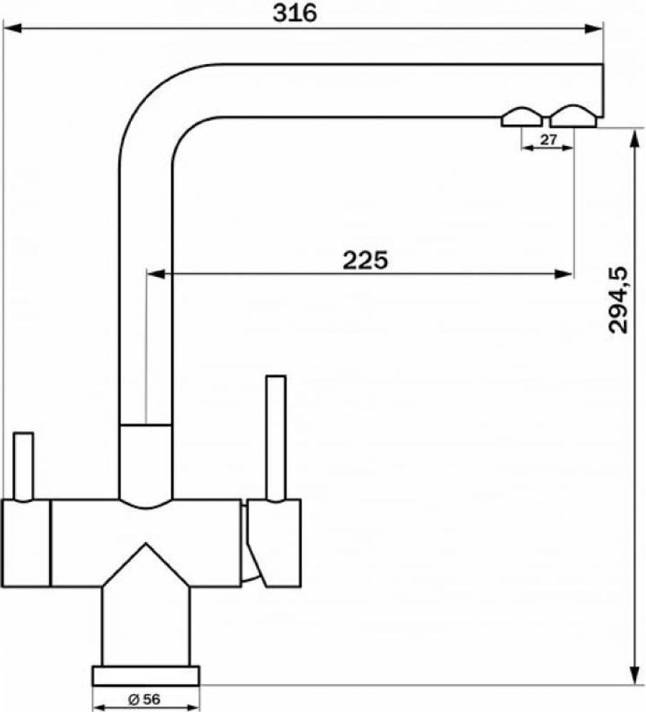Смеситель для кухни LONGRAN LM2192 SS - ракурс 2