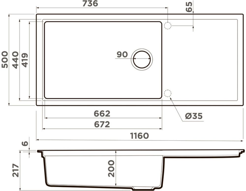 Кухонная мойка OMOIKIRI Sintesi 116-WH (4997121) - ракурс 2