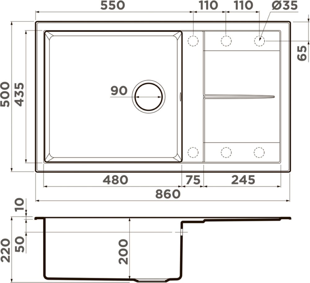 Кухонная мойка OMOIKIRI Sumi 86A-WG (4997107) - ракурс 5