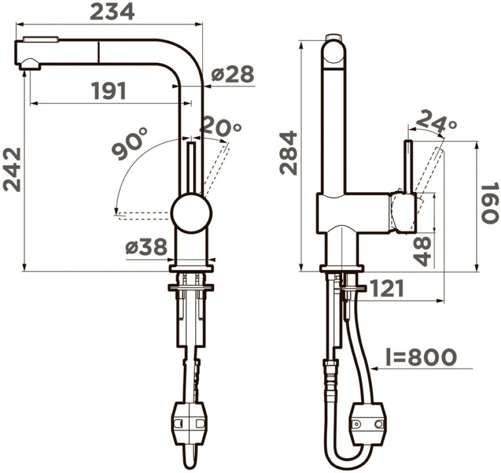 Смеситель для кухни OMOIKIRI Tanigawa-SB-C (4994456) - ракурс 2