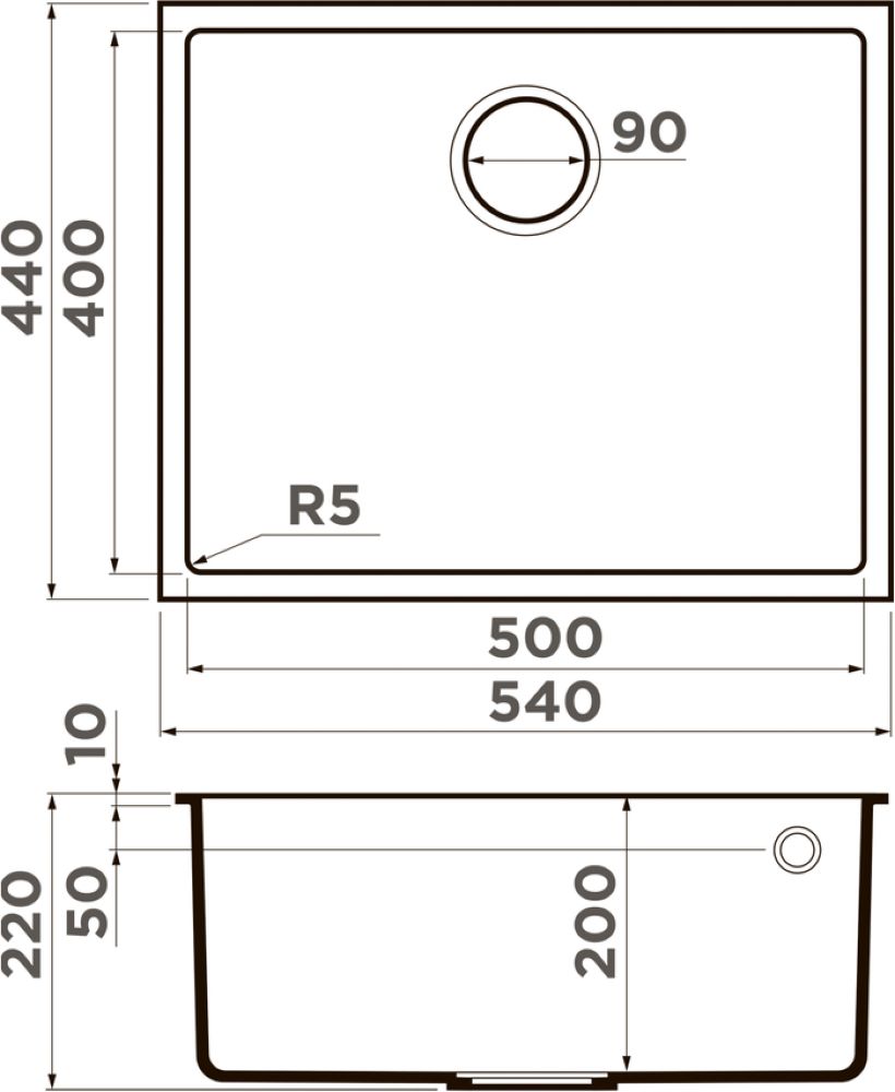Кухонная мойка OMOIKIRI Bosen 54-U-ES (4997208) - ракурс 2