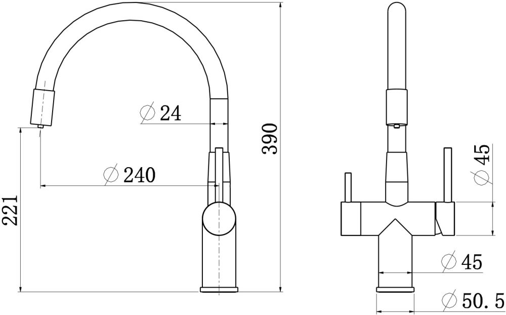 Смеситель для кухни LONGRAN LM2198 SS BL - ракурс 2