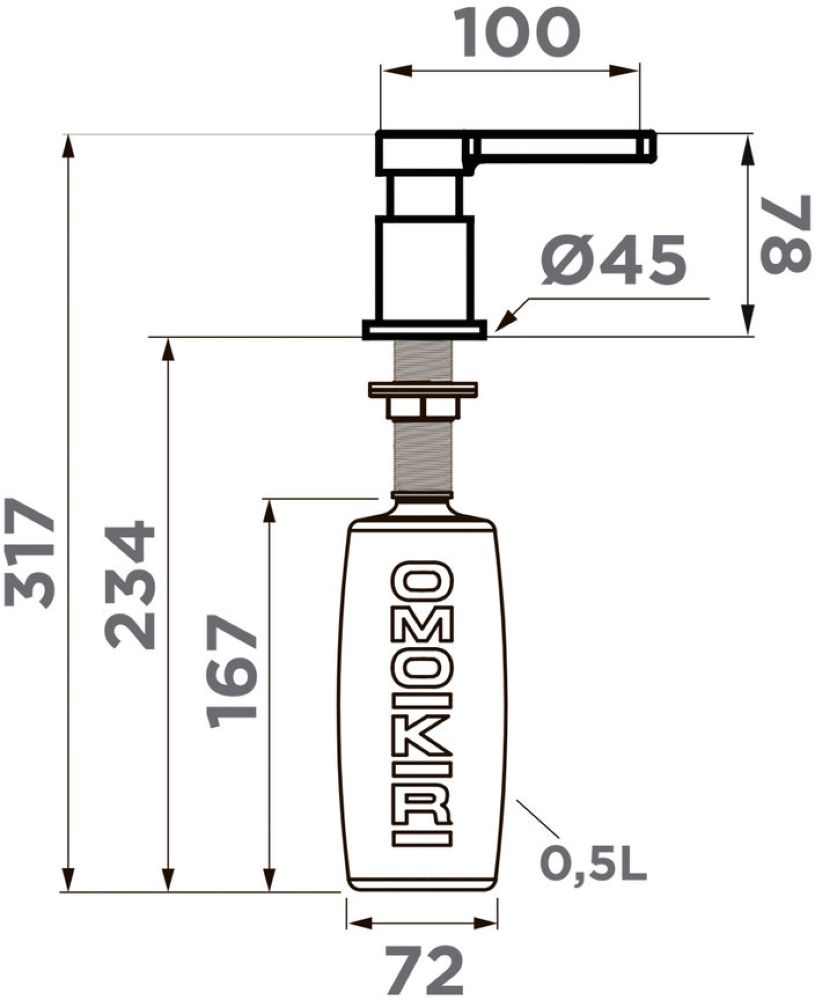 Дозатор жидкого моющего средства OMOIKIRI OM-04-GM (4995051) - ракурс 2
