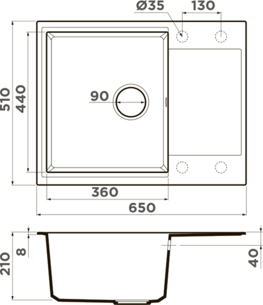 Кухонная мойка OMOIKIRI Daisen 65T-BE (4993513) - ракурс 2