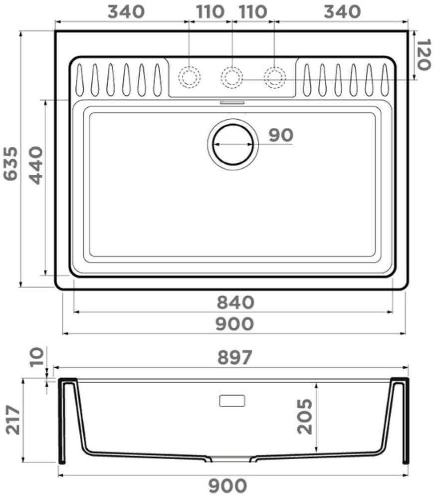 Кухонная мойка OMOIKIRI Kinokawa 90-GB (4993855) - ракурс 2