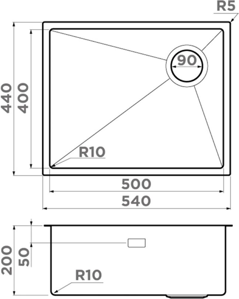 Кухонная мойка OMOIKIRI Taki 54-U/IF Side SF-GB (4997036) - ракурс 2