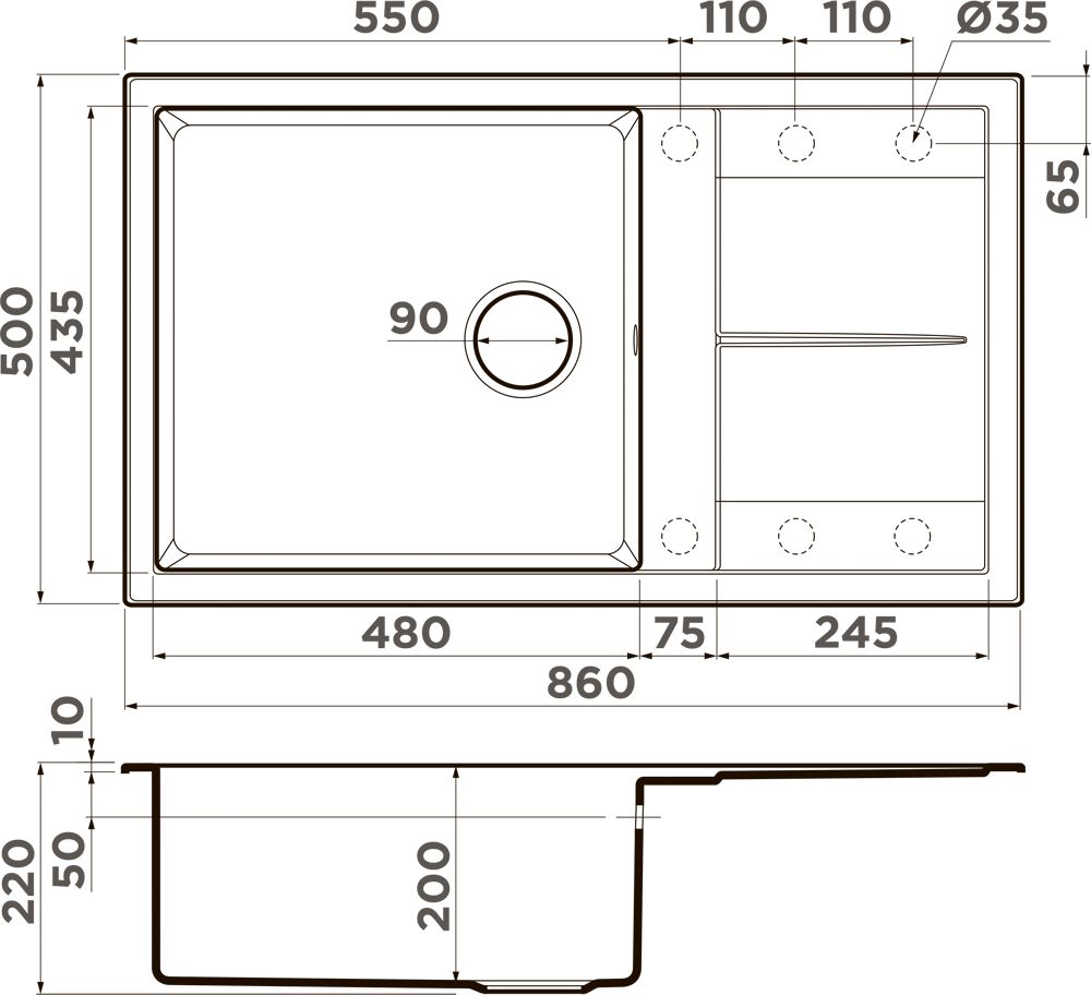 Кухонная мойка OMOIKIRI Sumi 86-ES (4997233) - ракурс 4