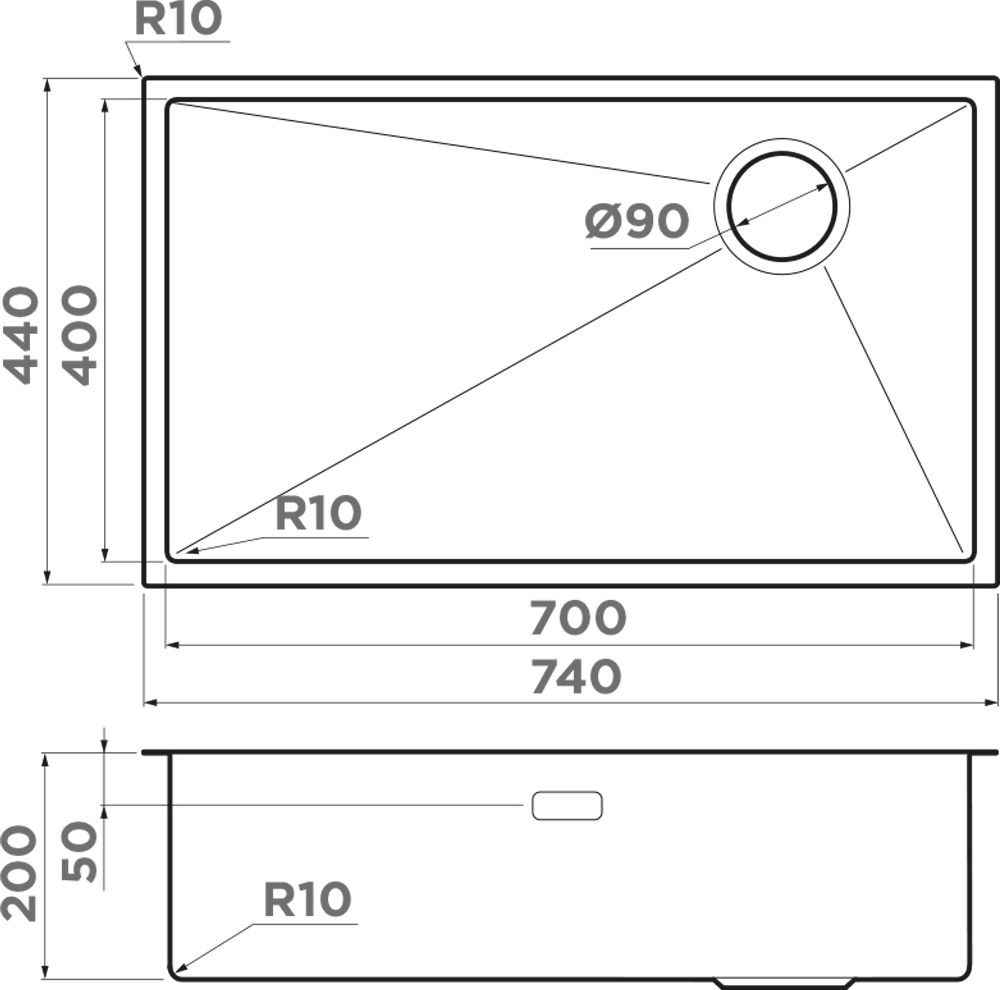 Кухонная мойка OMOIKIRI Taki 74-UIF Side-LG (4993171) - ракурс 4