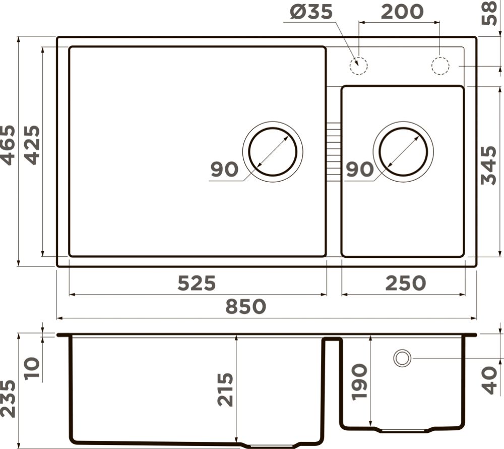 Кухонная мойка OMOIKIRI Tedori 85-2-U-ES (4997240) - ракурс 4