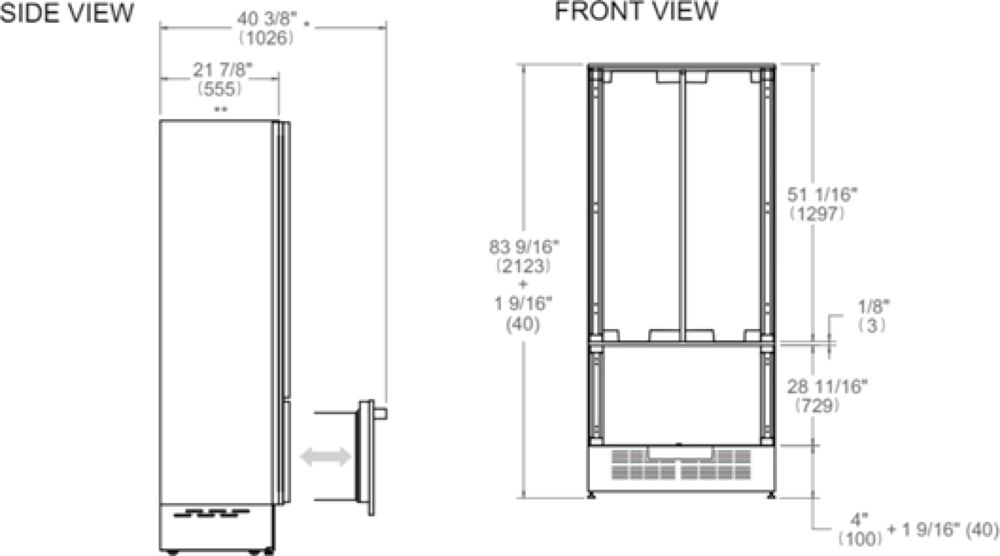 Встраиваемый холодильник BERTAZZONI RFD90S5FPNS/24 - ракурс 5