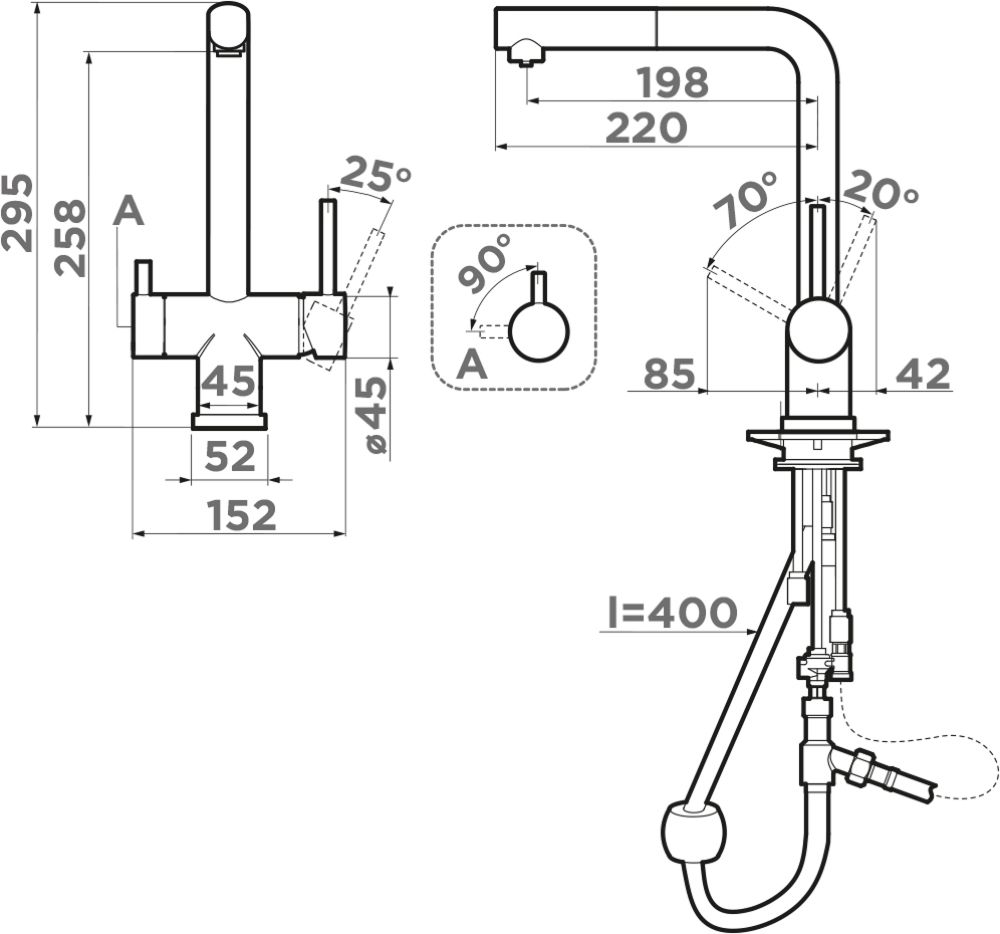 Смеситель для кухни OMOIKIRI Takamatsu-S-GM (4994564) - ракурс 4