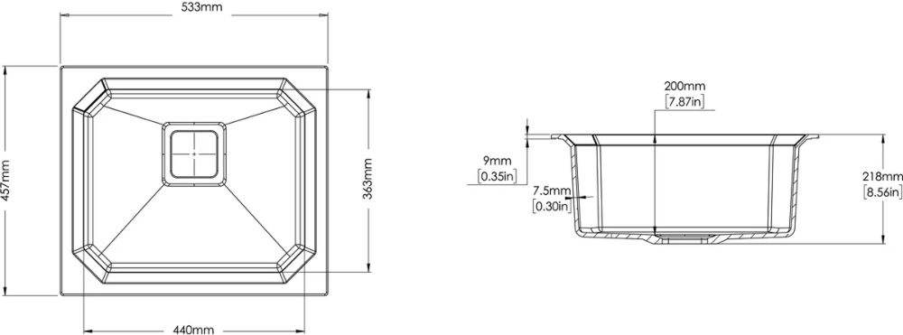 Кухонная мойка LONGRAN OCG530.457 - 49 - ракурс 2