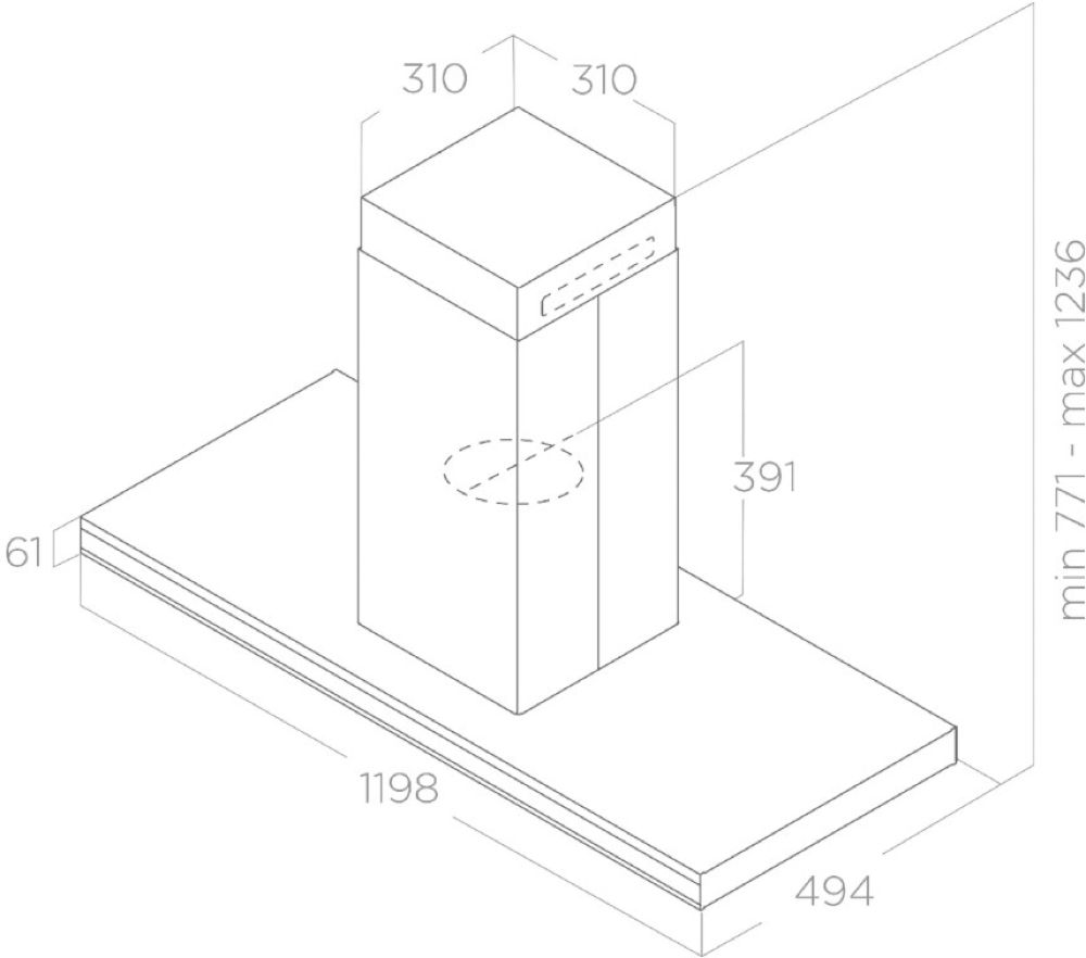 Островная вытяжка ELICA ELEMENT ISL @ BLMAT/A/120 - ракурс 2