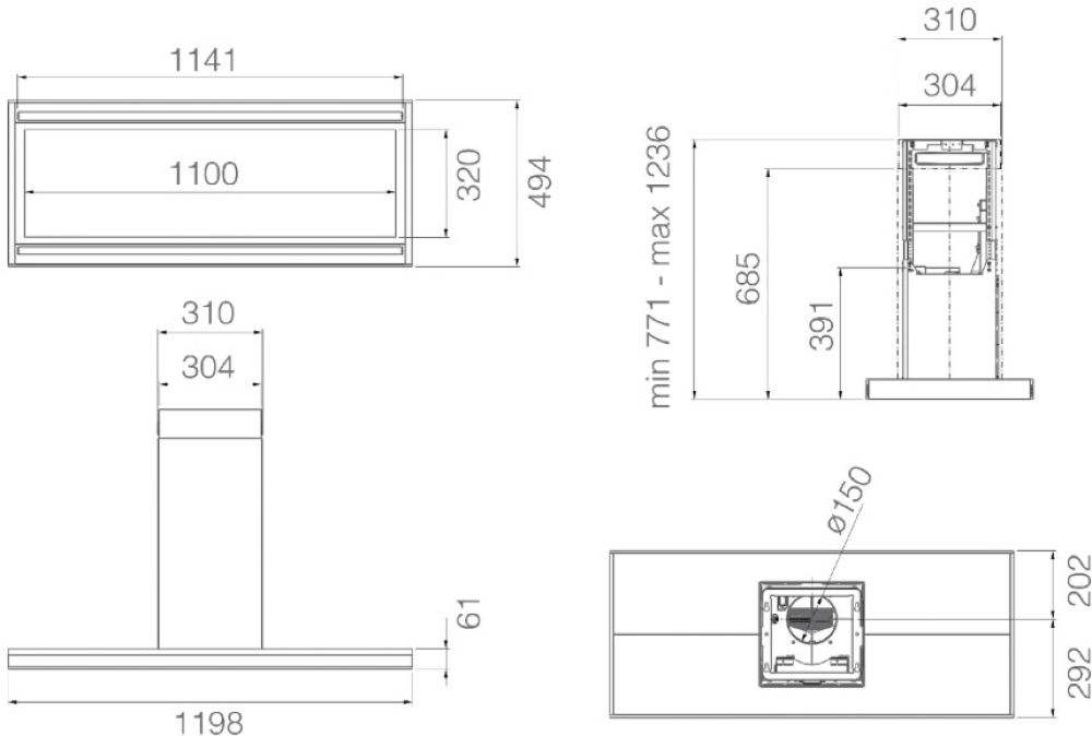 Островная вытяжка ELICA ELEMENT ISL @ BLMAT/A/120 - ракурс 3