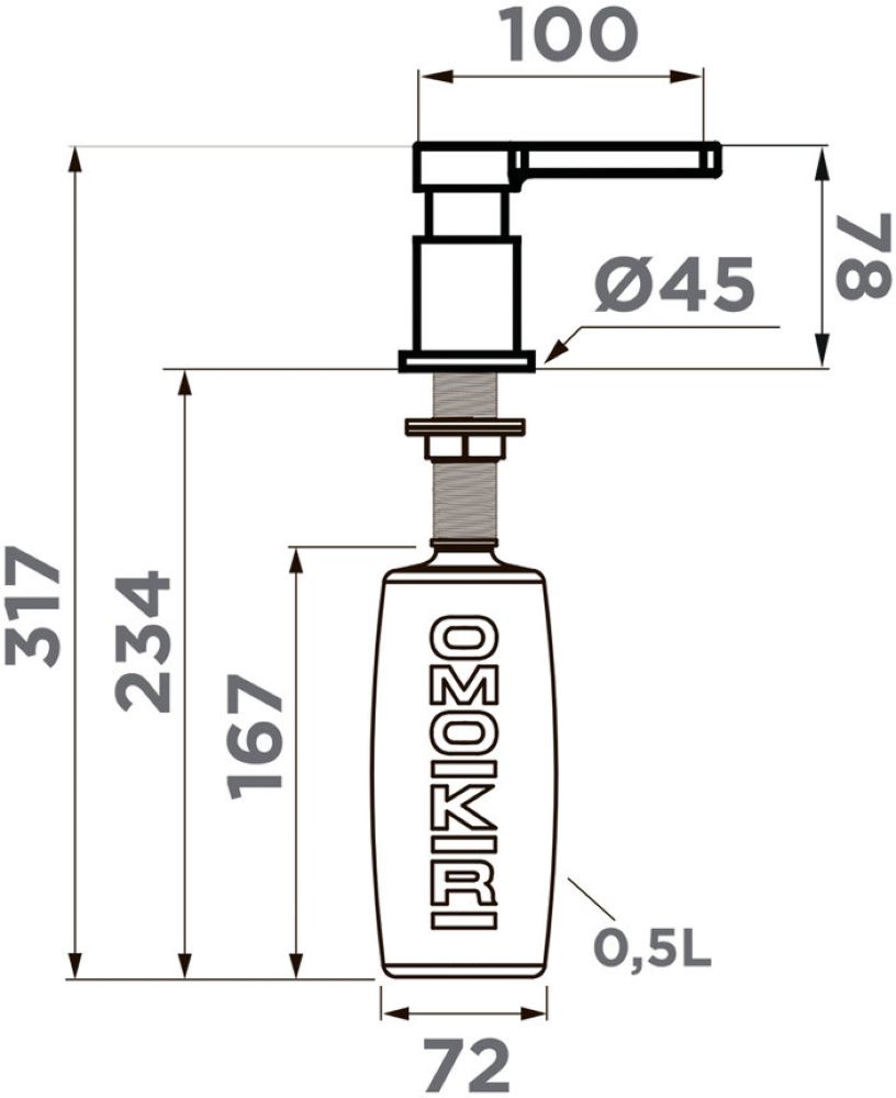 Дозатор жидкого моющего средства OMOIKIRI OM-05-GB (4995054 ) - ракурс 2