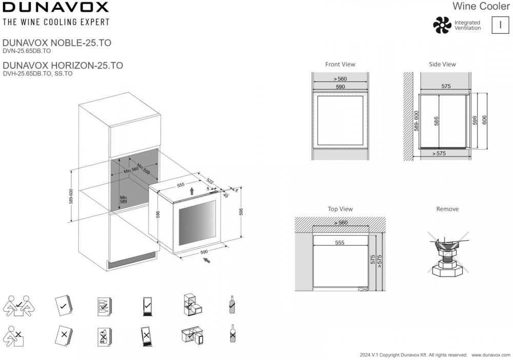 Встраиваемый винный шкаф DUNAVOX DVN-25.65DB.TO - ракурс 4