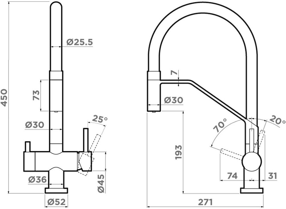 Смеситель для кухни OMOIKIRI Akeno-LG-BL (4994546) - ракурс 2