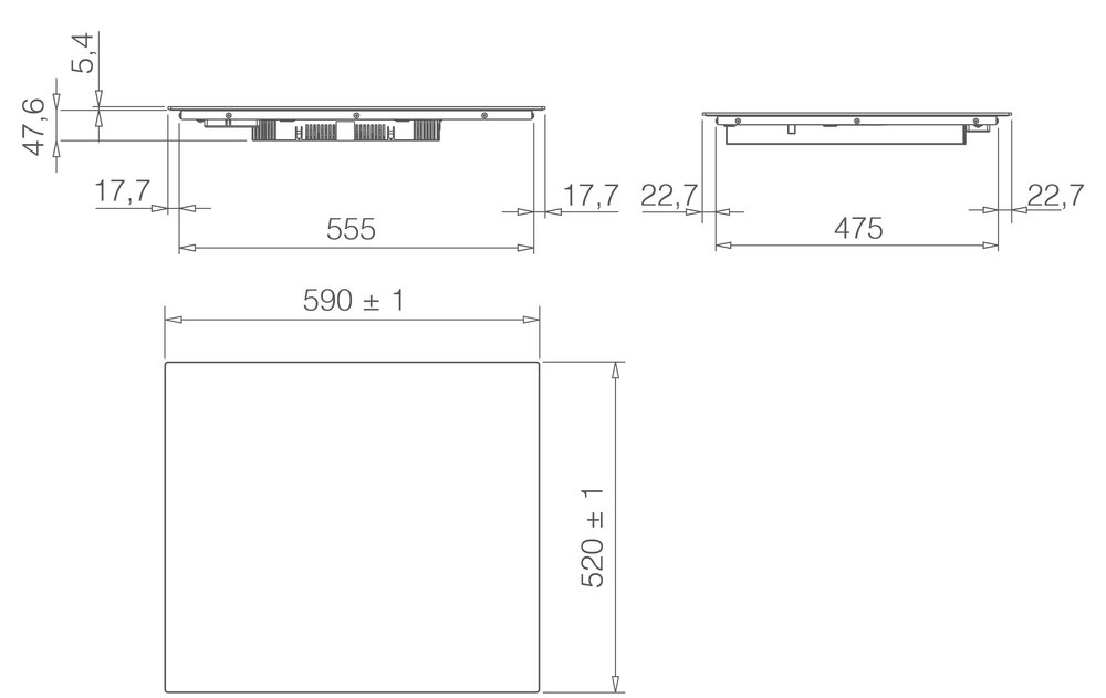 Индукционная варочная панель ELICA RATIO CONNEX 603 PLUS BL - ракурс 2