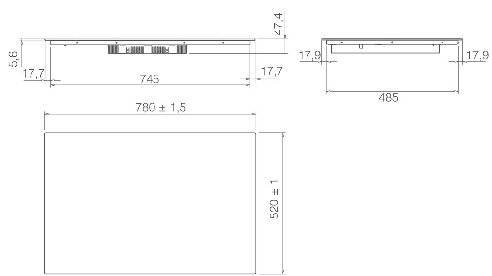 Индукционная варочная панель ELICA RATIO CONNEX 803 PLUS BL - ракурс 2