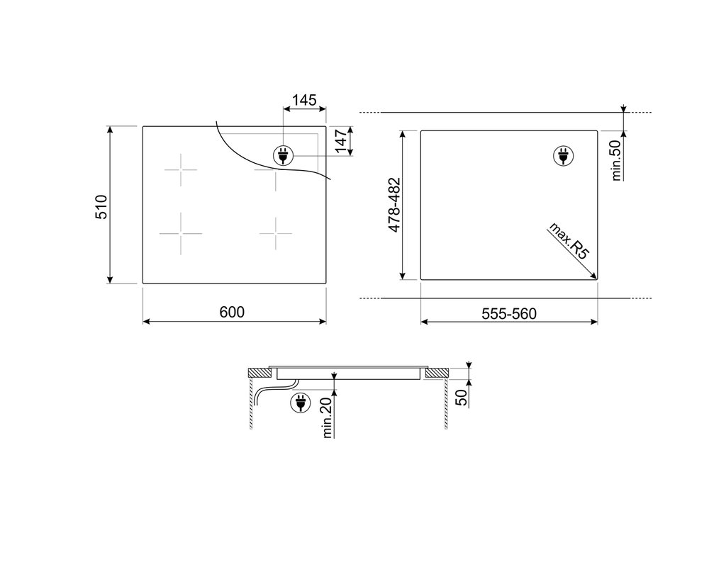 Индукционная варочная панель SMEG SIM 3644N - ракурс 5