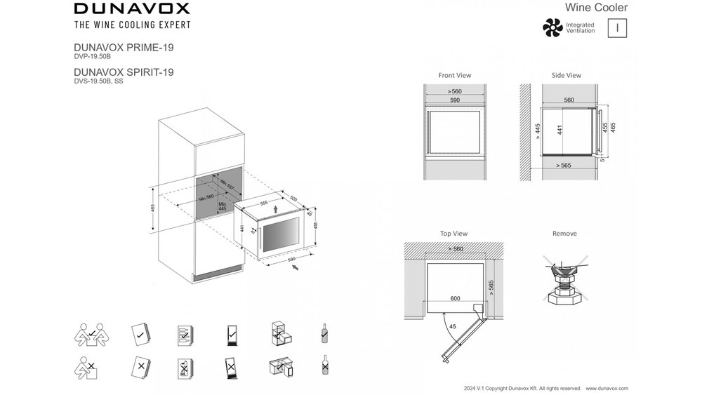 Встраиваемый винный шкаф DUNAVOX DVS-19.50SS - ракурс 3