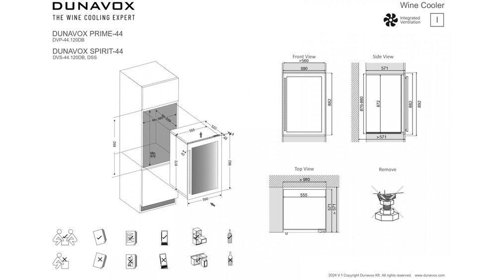 Встраиваемый винный шкаф DUNAVOX DVS-44.120DB - ракурс 3
