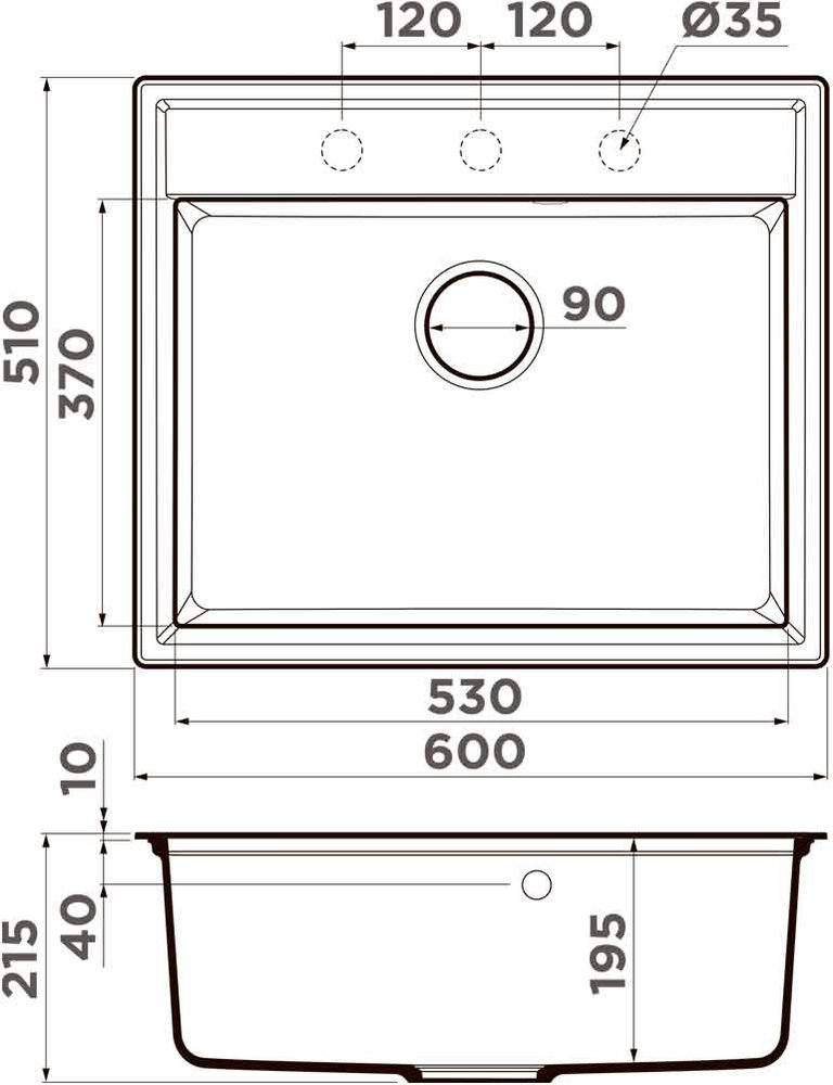 Кухонная мойка OMOIKIRI Daisen 60-ES (4997495) - ракурс 4