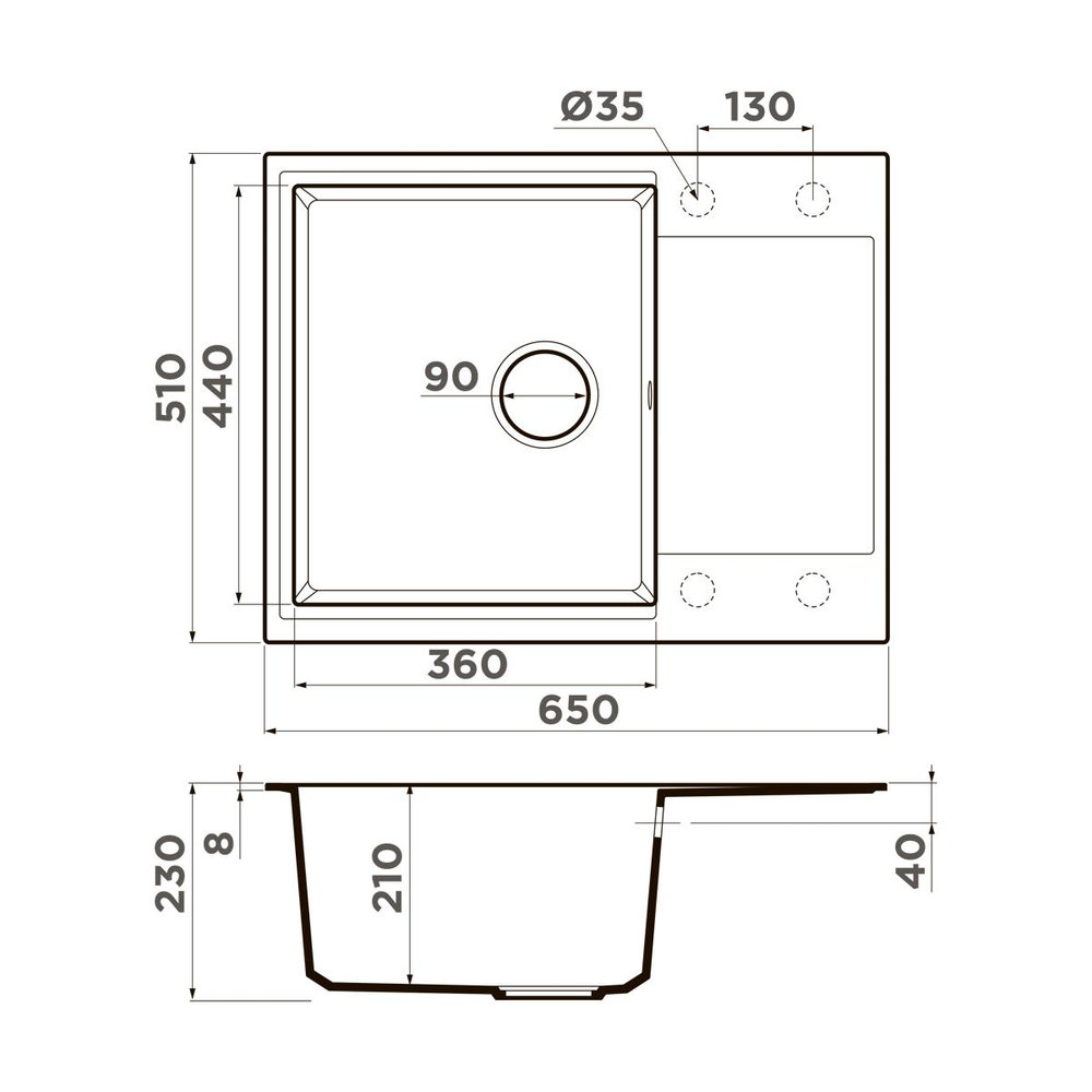 Кухонная мойка OMOIKIRI Daisen 65T-ES (4997213) - ракурс 3