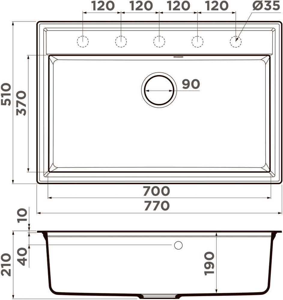 Кухонная мойка OMOIKIRI Daisen 77-ES (4997490) - ракурс 4
