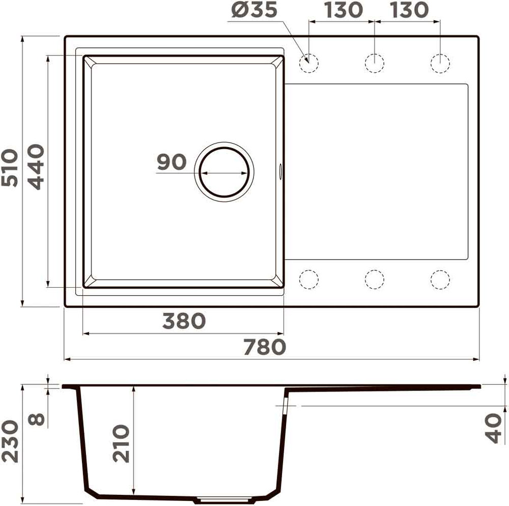 Кухонная мойка OMOIKIRI Daisen 78T-ES (4997215) - ракурс 4