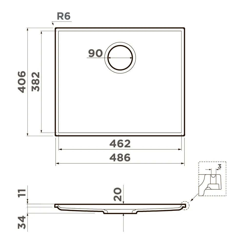 Кухонная мойка OMOIKIRI Kiten 48-INT WH (4997477) - ракурс 3