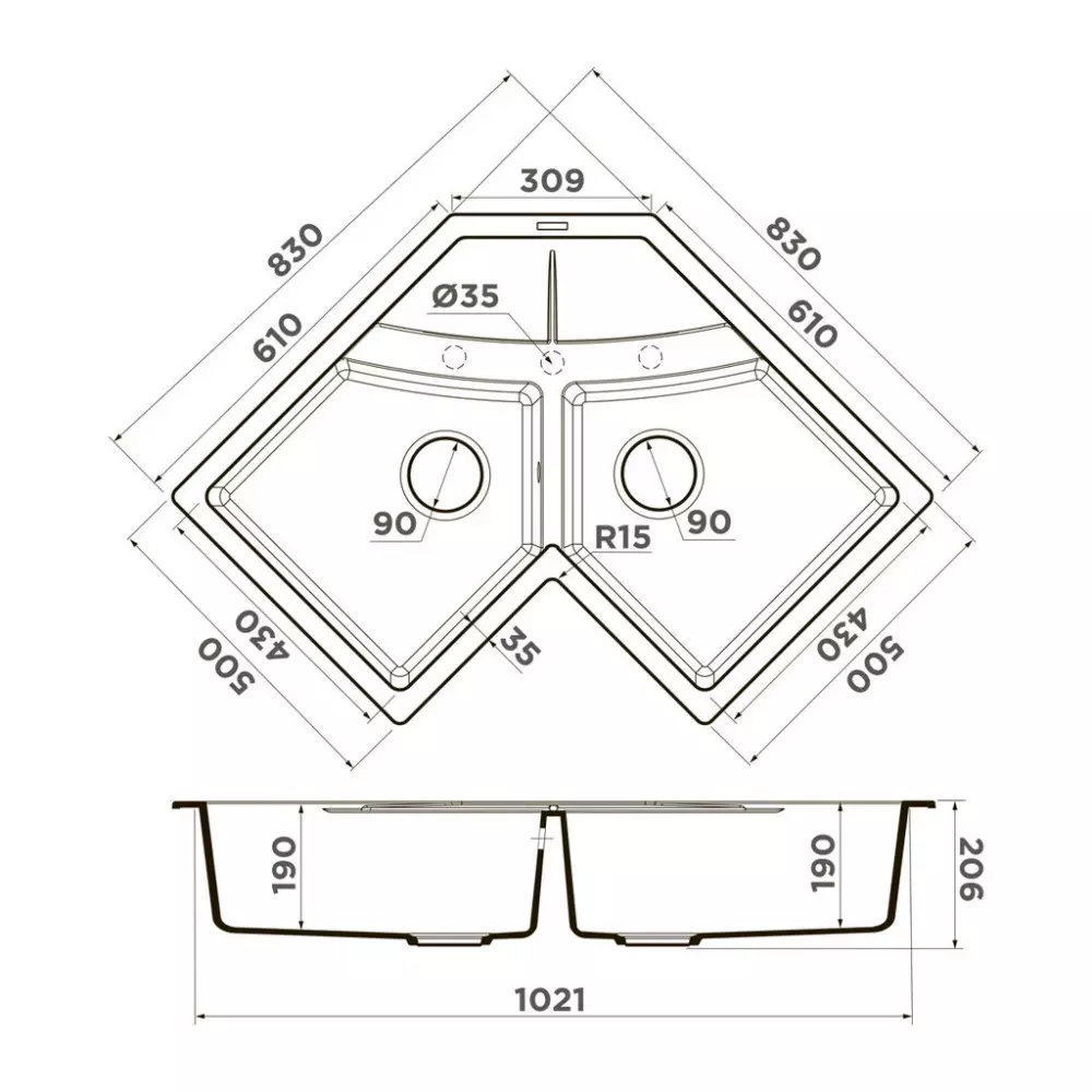 Кухонная мойка OMOIKIRI Sumi 83C-CH (4997175) - ракурс 2