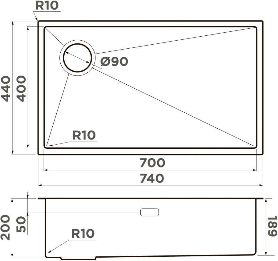 Кухонная мойка OMOIKIRI Taki 74-U/IF Side-L-IN (4997471) - ракурс 3