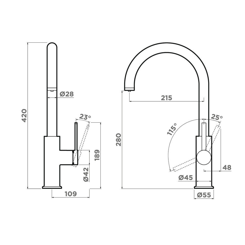 Смеситель для кухни OMOIKIRI Okawa 2 Plus-BN (4994549) - ракурс 4