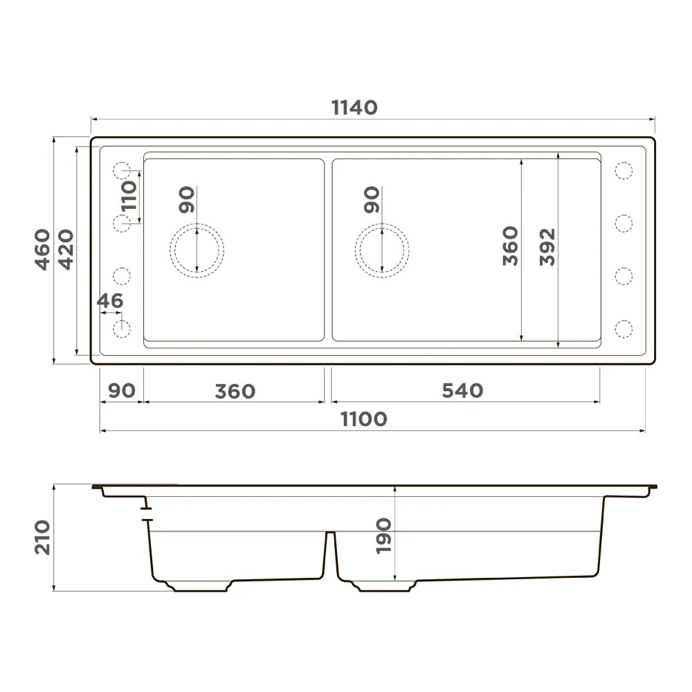 Кухонная мойка OMOIKIRI Sintesi Pro 114-2-WG (4997453) - ракурс 3