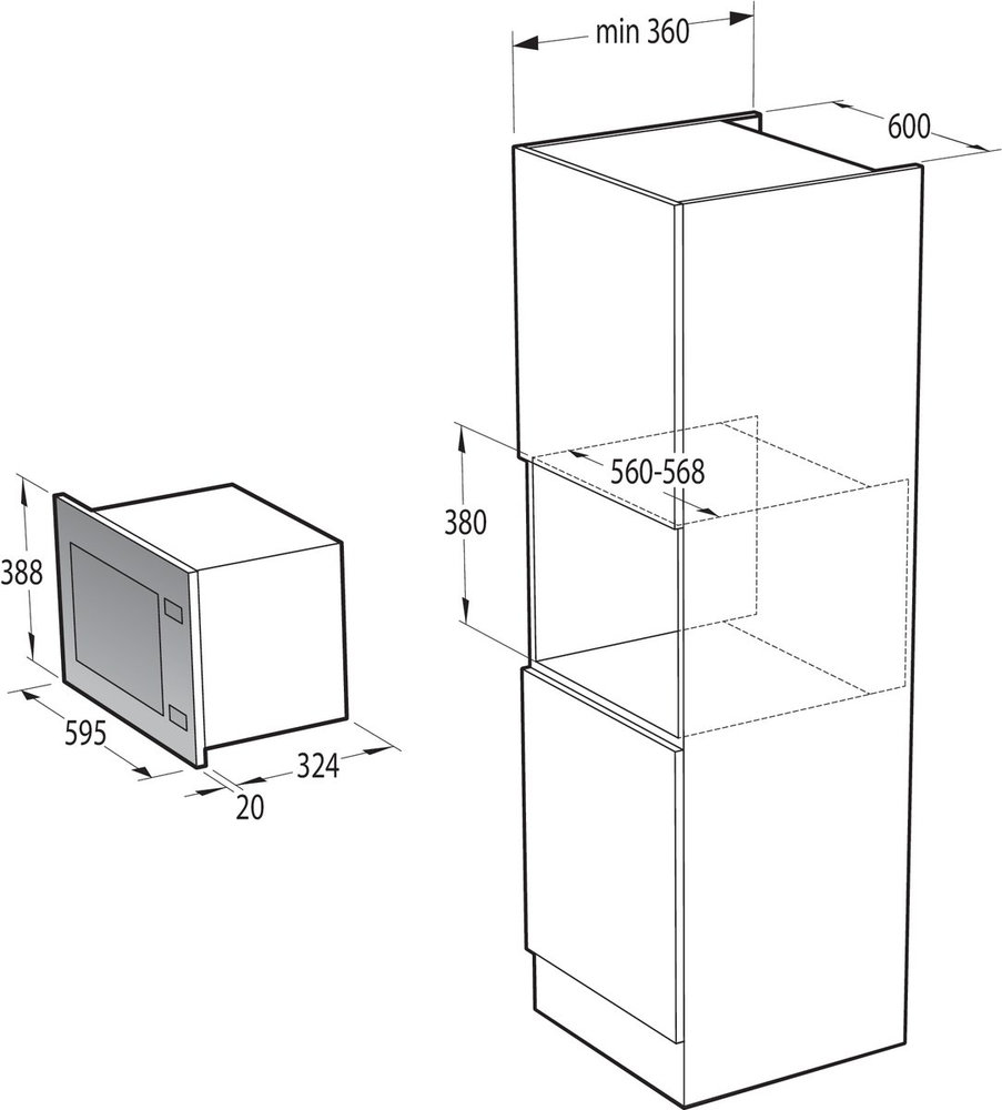 Встраиваемая микроволновая печь GORENJE BMI 201AG1X - ракурс 6