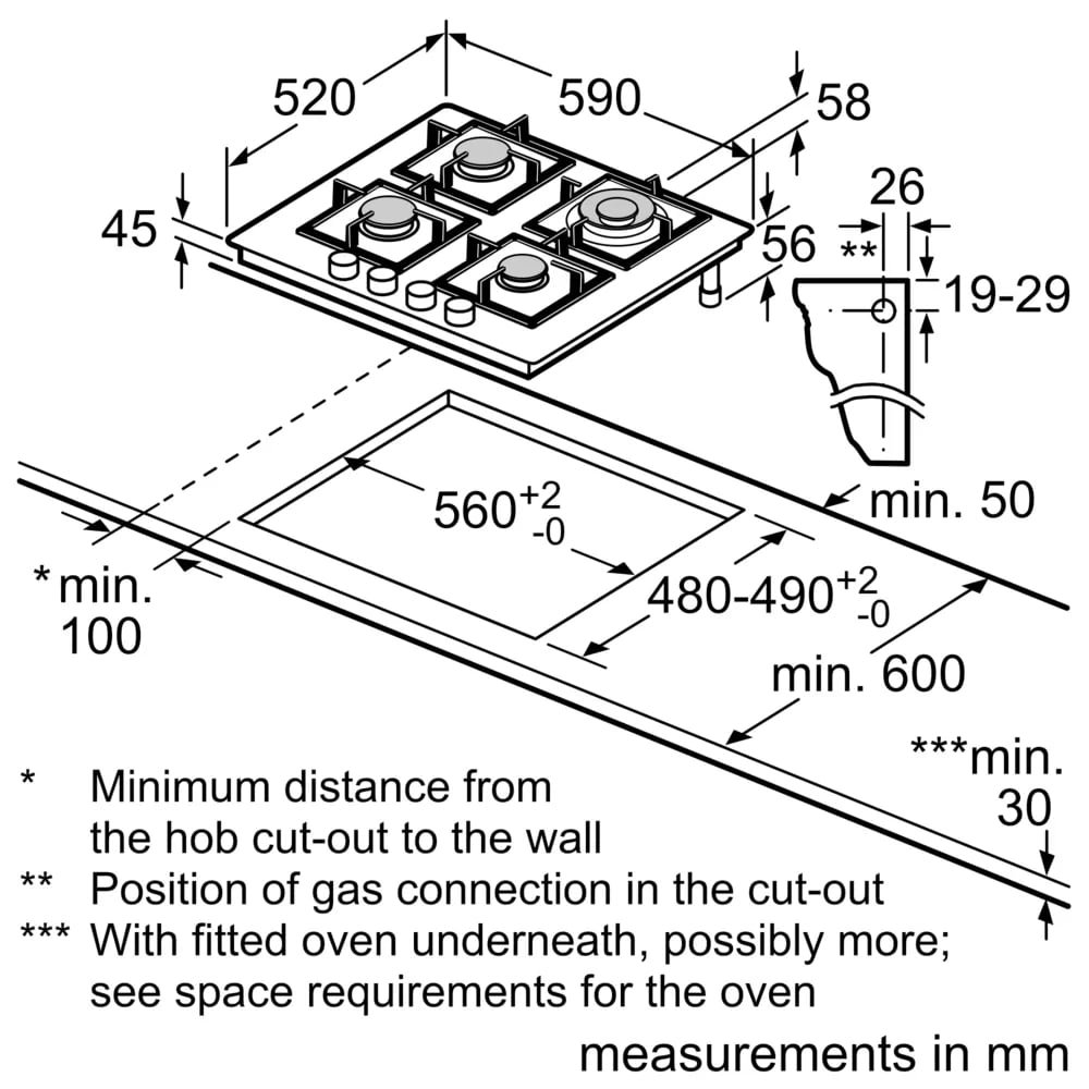 Газовая варочная панель BOSCH PPH 6A6I40O - ракурс 6