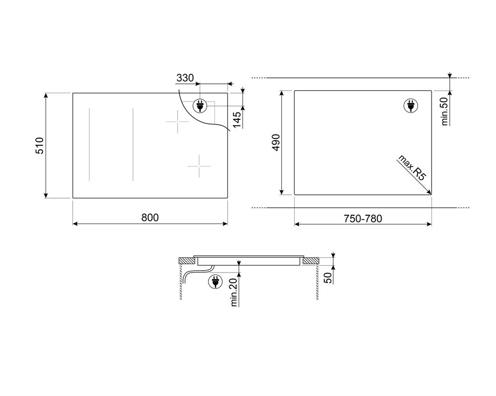Индукционная варочная панель SMEG SI1M 24854D - ракурс 7