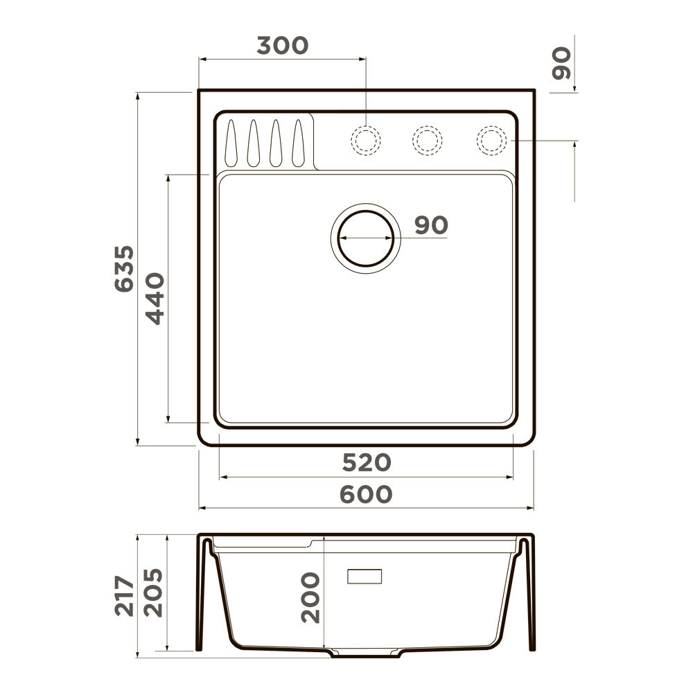 Кухонная мойка OMOIKIRI Kinokawa 60-GB (4997464) - ракурс 2