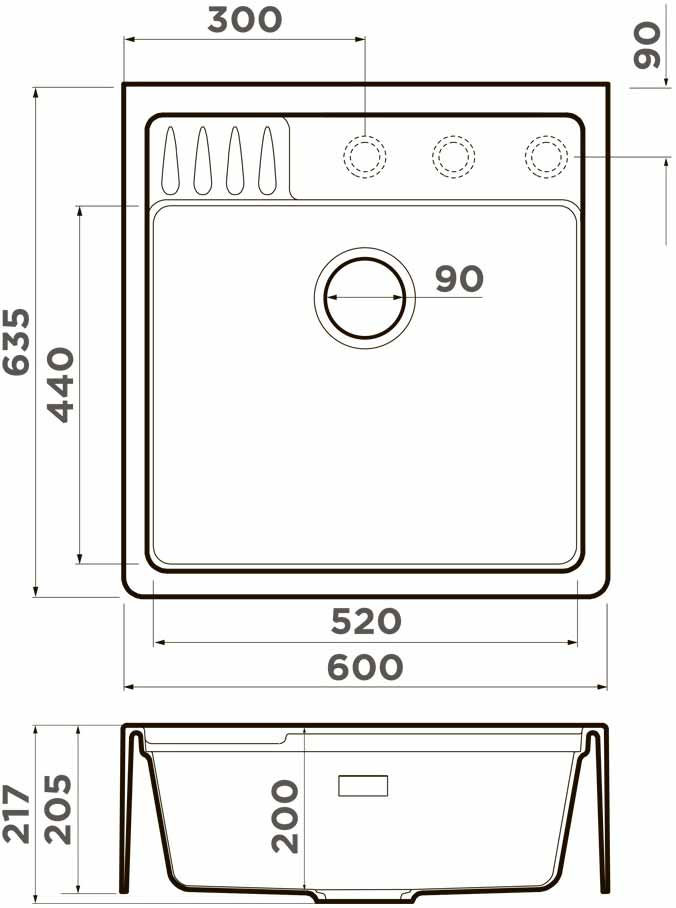 Кухонная мойка OMOIKIRI Kinokawa 60-WH (4997463) - ракурс 4
