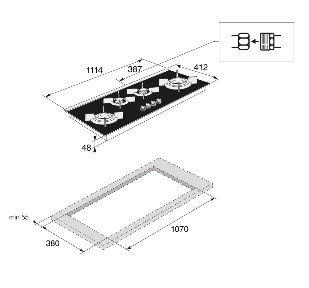Газовая варочная панель ASKO HG 8144BGB2 - ракурс 5