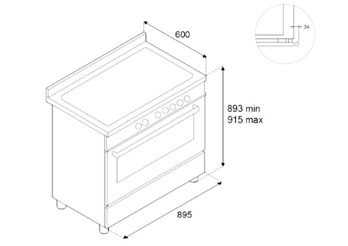 Электрическая кухонная плита BERTAZZONI HER95I1ENET2 - ракурс 8