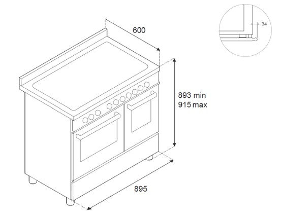 Электрическая кухонная плита BERTAZZONI HER95I2EAVT2 - ракурс 8